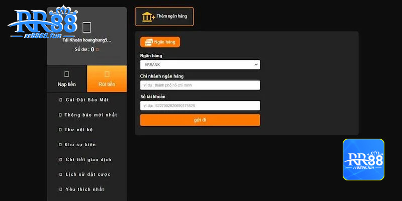 Các thao tác rút tiền cực nhanh chóng tại RR88